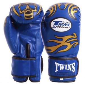 Перчатки боксерські Twins-5435 шкіряні сині