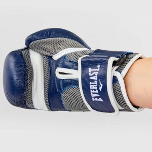 Перчатки для боксу Everlast-6759 шкіряні синьо-білі