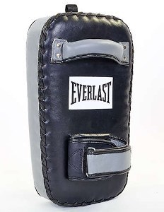 Макивара тай-пэд кожаная (1шт) EVERLAST BO-5231 (р-р 41x 21x11 см, черный-серый)