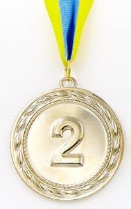 Медаль спортивная с лентой ABILITY d-6,5см C-4841-2 место 2-серебро (металл, d-6,5см, 38g)