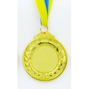 Медаль спортивная с лентой FAME d-6,5см C-3968-1 место 1-золото (металл, d-6,5см, 35g)