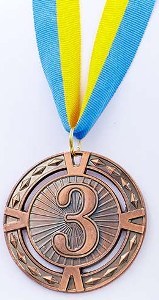 Медаль спортивная с лентой RAY d-6,5см C-6401-3 место 3-бронза (металл, d-6,5см, 38g)