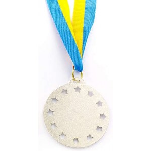 Медаль спортивная с лентой WIN d-6,5см C-6405-2 место 2-серебро (металл, d-6,5см, 38g)