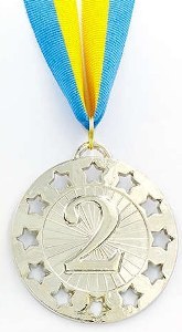 Медаль спортивная с лентой WIN d-6,5см C-6405-2 место 2-серебро (металл, d-6,5см, 38g)