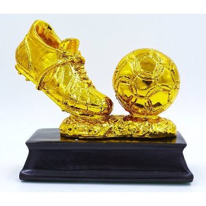 Статуэтка (фигурка) наградная спортивная Футбол Бутса с мячем золотая C-3793-B2 (р-р 15х14х8 см)